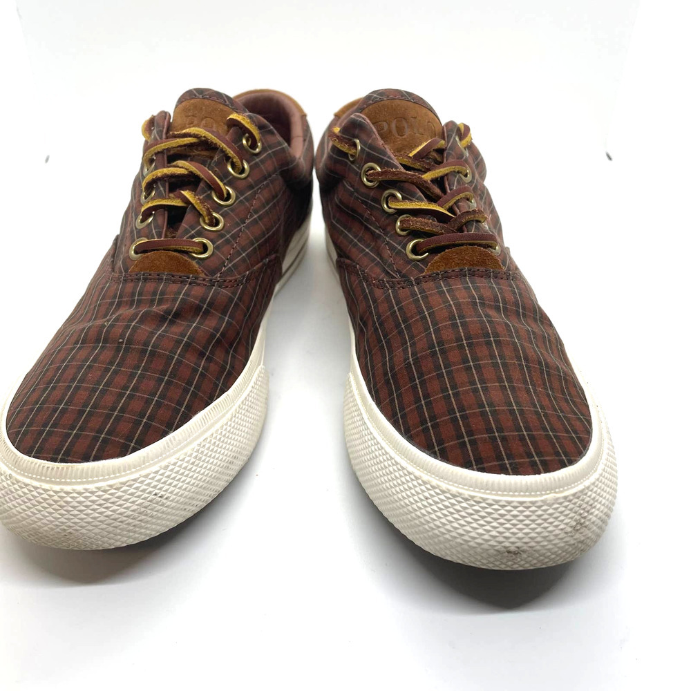 Ralph Lauren POLO Vaughn Plaid Brown Pattern sz7.5